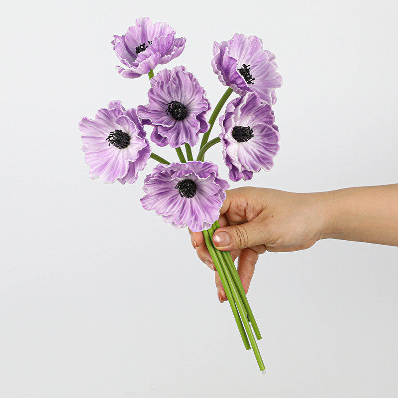 Künstliche Mohnblumen (Papaver) aus PU, 6 Blüten, 30 cm lang, realistisch für Hochzeit, Hotel, Herbstdekoration