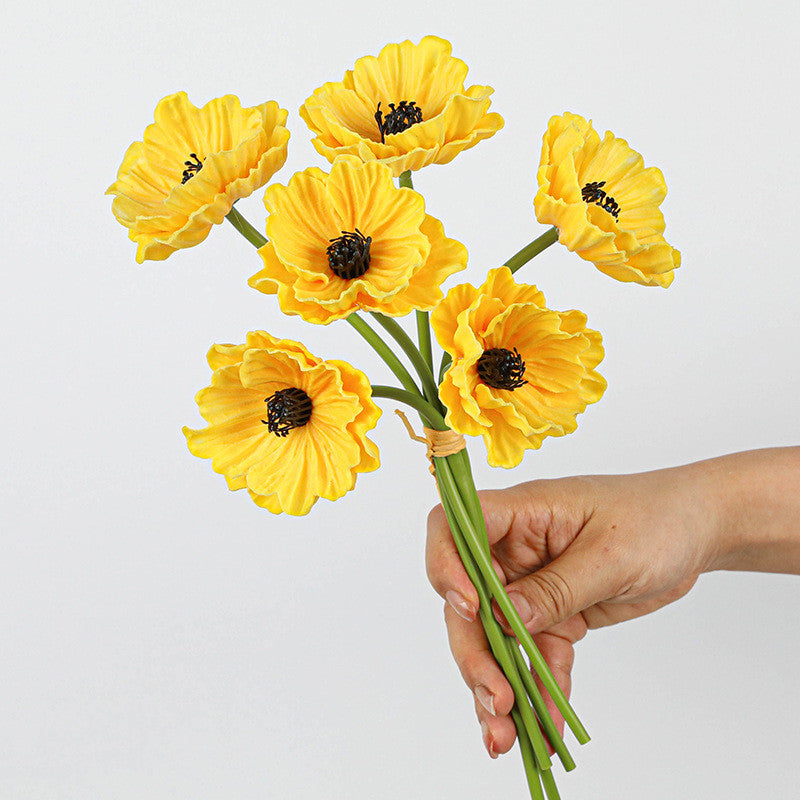 Künstliche Mohnblumen (Papaver) aus PU, 6 Blüten, 30 cm lang, realistisch für Hochzeit, Hotel, Herbstdekoration
