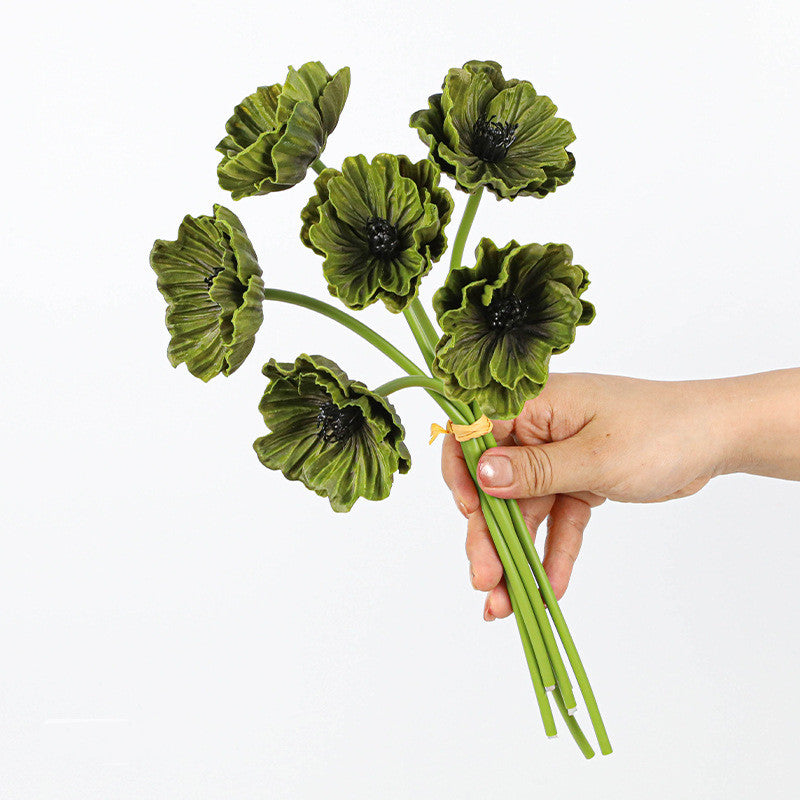Künstliche Mohnblumen (Papaver) aus PU, 6 Blüten, 30 cm lang, realistisch für Hochzeit, Hotel, Herbstdekoration