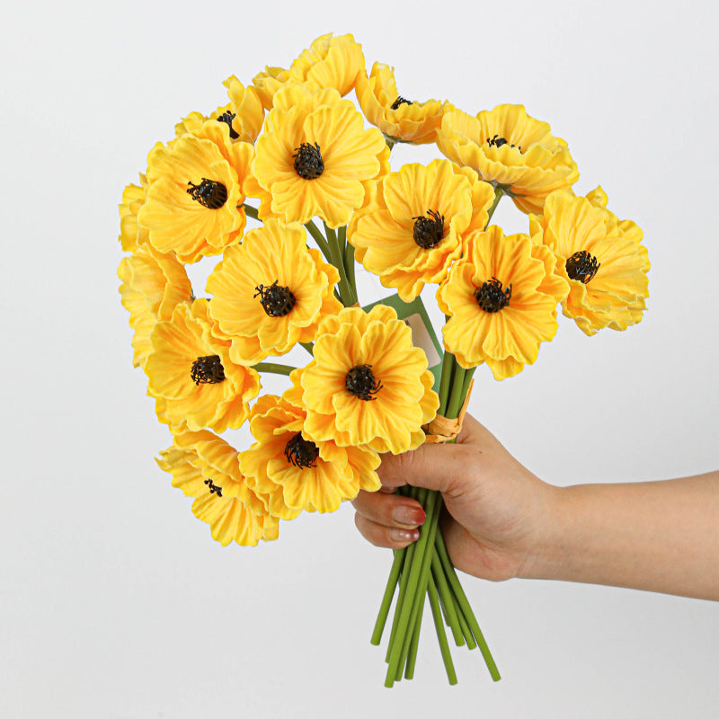 Künstliche Mohnblumen (Papaver) aus PU, 6 Blüten, 30 cm lang, realistisch für Hochzeit, Hotel, Herbstdekoration
