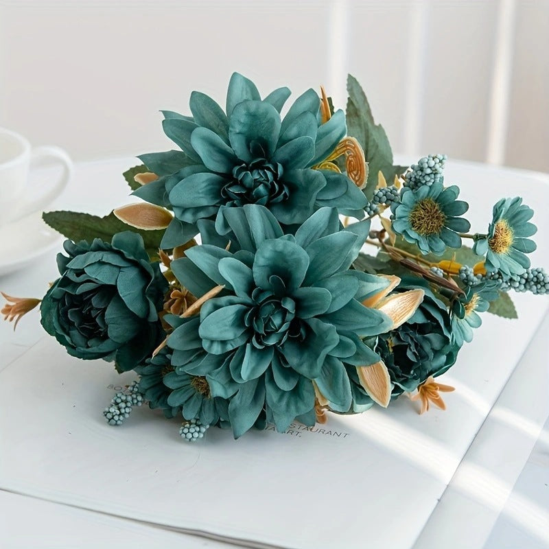 Künstliche Dahlie Einzelstiel 31 cm, Real-Touch, Hochzeitsdekoration, Wohnaccessoire, Herbstdekoration, Grabschmuck, langlebig