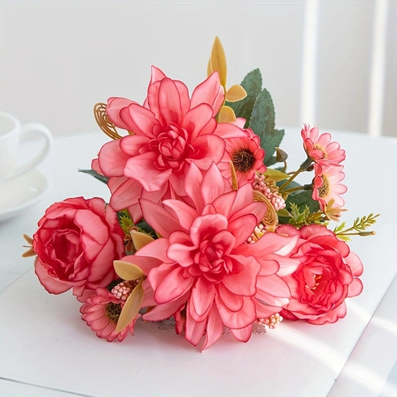 Künstliche Dahlie Einzelstiel 31 cm, Real-Touch, Hochzeitsdekoration, Wohnaccessoire, Herbstdekoration, Grabschmuck, langlebig