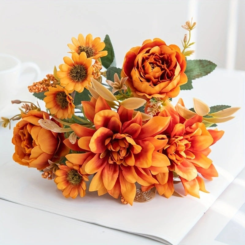 Künstliche Dahlie Einzelstiel 31 cm, Real-Touch, Hochzeitsdekoration, Wohnaccessoire, Herbstdekoration, Grabschmuck, langlebig