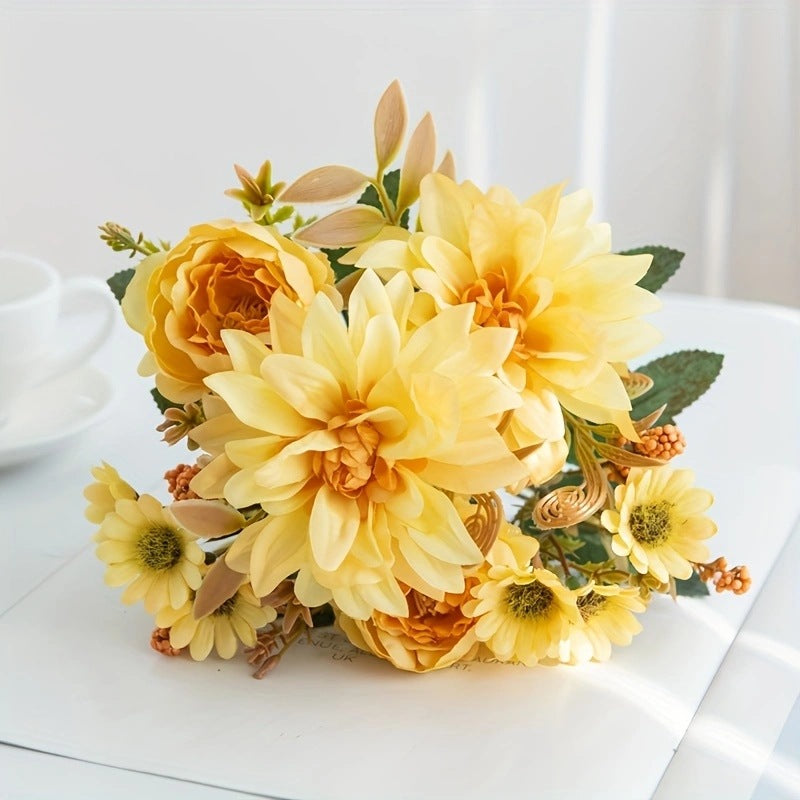 Künstliche Dahlie Einzelstiel 31 cm, Real-Touch, Hochzeitsdekoration, Wohnaccessoire, Herbstdekoration, Grabschmuck, langlebig