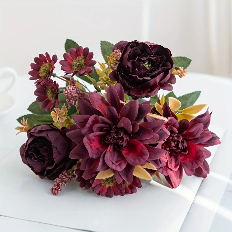 Künstliche Dahlie Einzelstiel 31 cm, Real-Touch, Hochzeitsdekoration, Wohnaccessoire, Herbstdekoration, Grabschmuck, langlebig