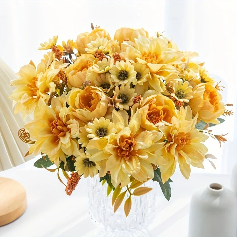 Künstliche Dahlie Einzelstiel 31 cm, Real-Touch, Hochzeitsdekoration, Wohnaccessoire, Herbstdekoration, Grabschmuck, langlebig
