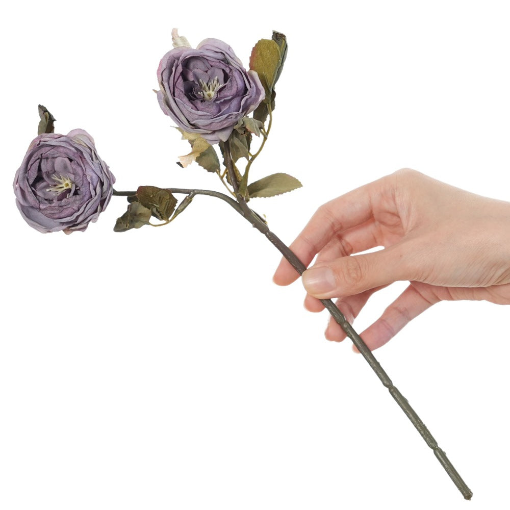 2er Set künstliche Rosen (Hagebuttenrose), 32 cm lang, 6 cm Blüten, realistisch für Hochzeit, Hotel, Wohnkultur, ganzjährige Dekoration