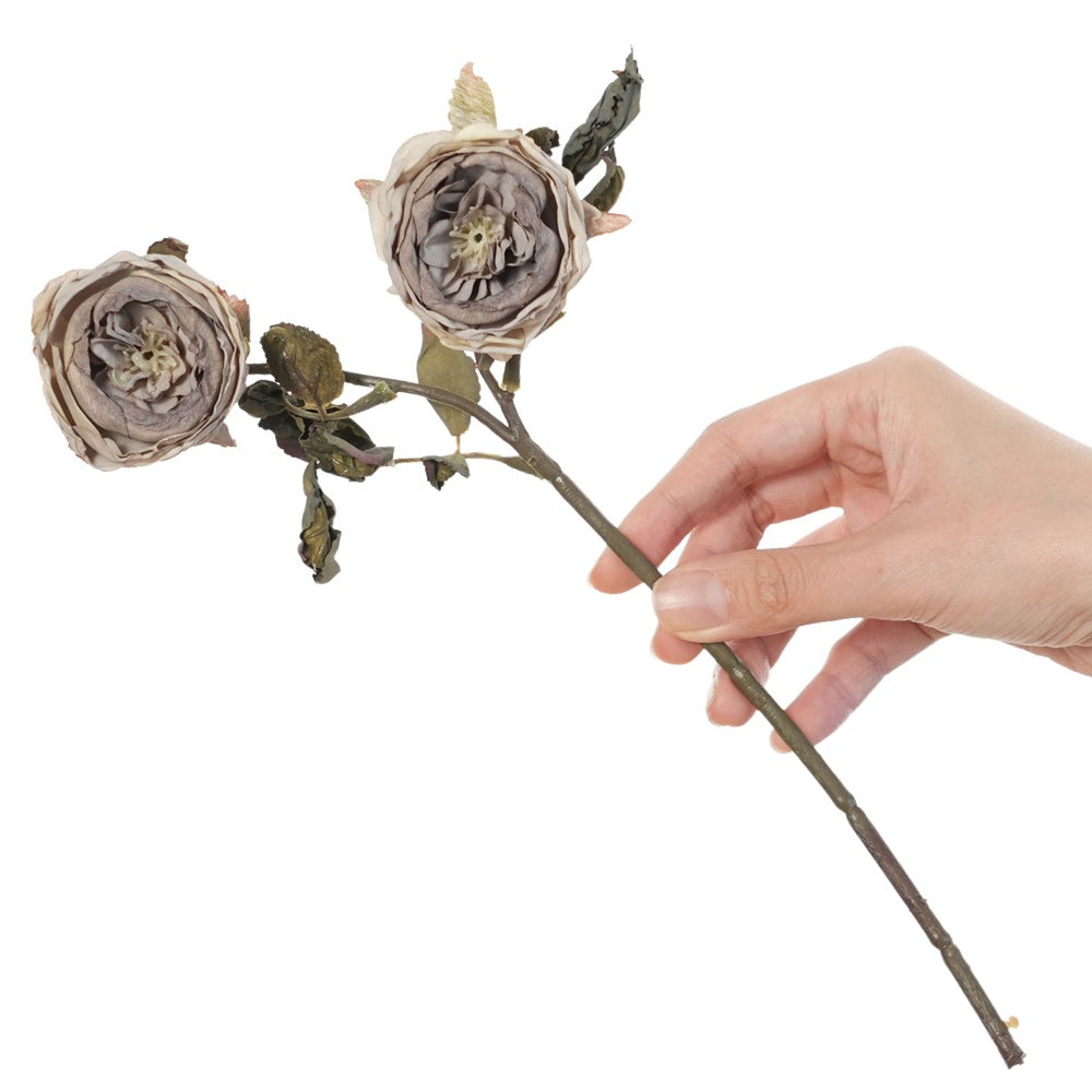 2er Set künstliche Rosen (Hagebuttenrose), 32 cm lang, 6 cm Blüten, realistisch für Hochzeit, Hotel, Wohnkultur, ganzjährige Dekoration