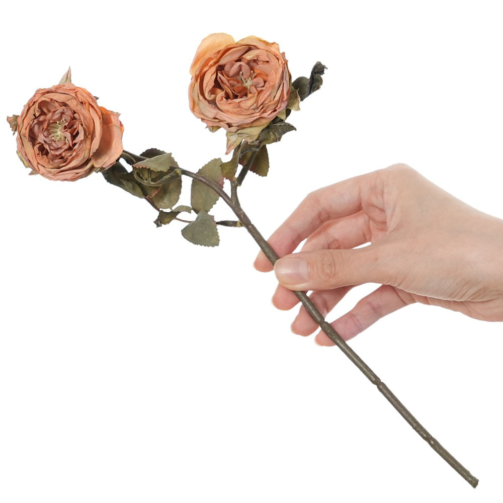 2er Set künstliche Rosen (Hagebuttenrose), 32 cm lang, 6 cm Blüten, realistisch für Hochzeit, Hotel, Wohnkultur, ganzjährige Dekoration