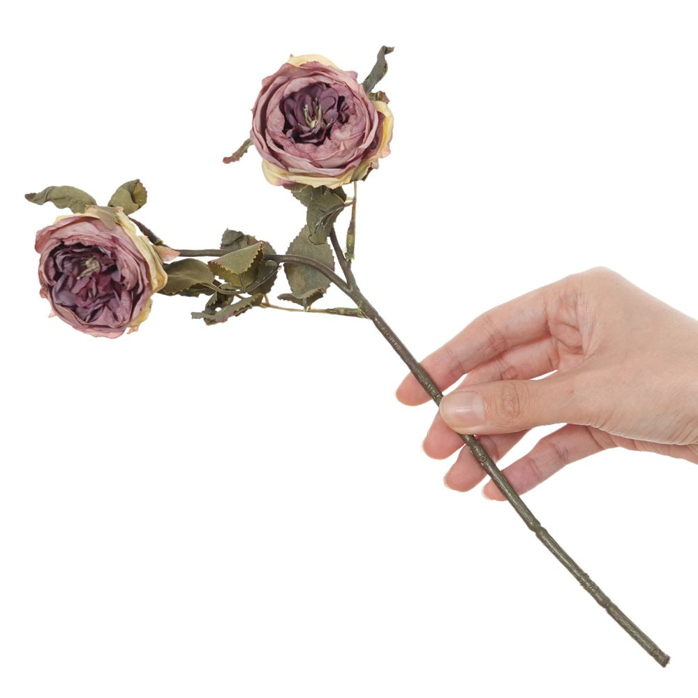 2er Set künstliche Rosen (Hagebuttenrose), 32 cm lang, 6 cm Blüten, realistisch für Hochzeit, Hotel, Wohnkultur, ganzjährige Dekoration