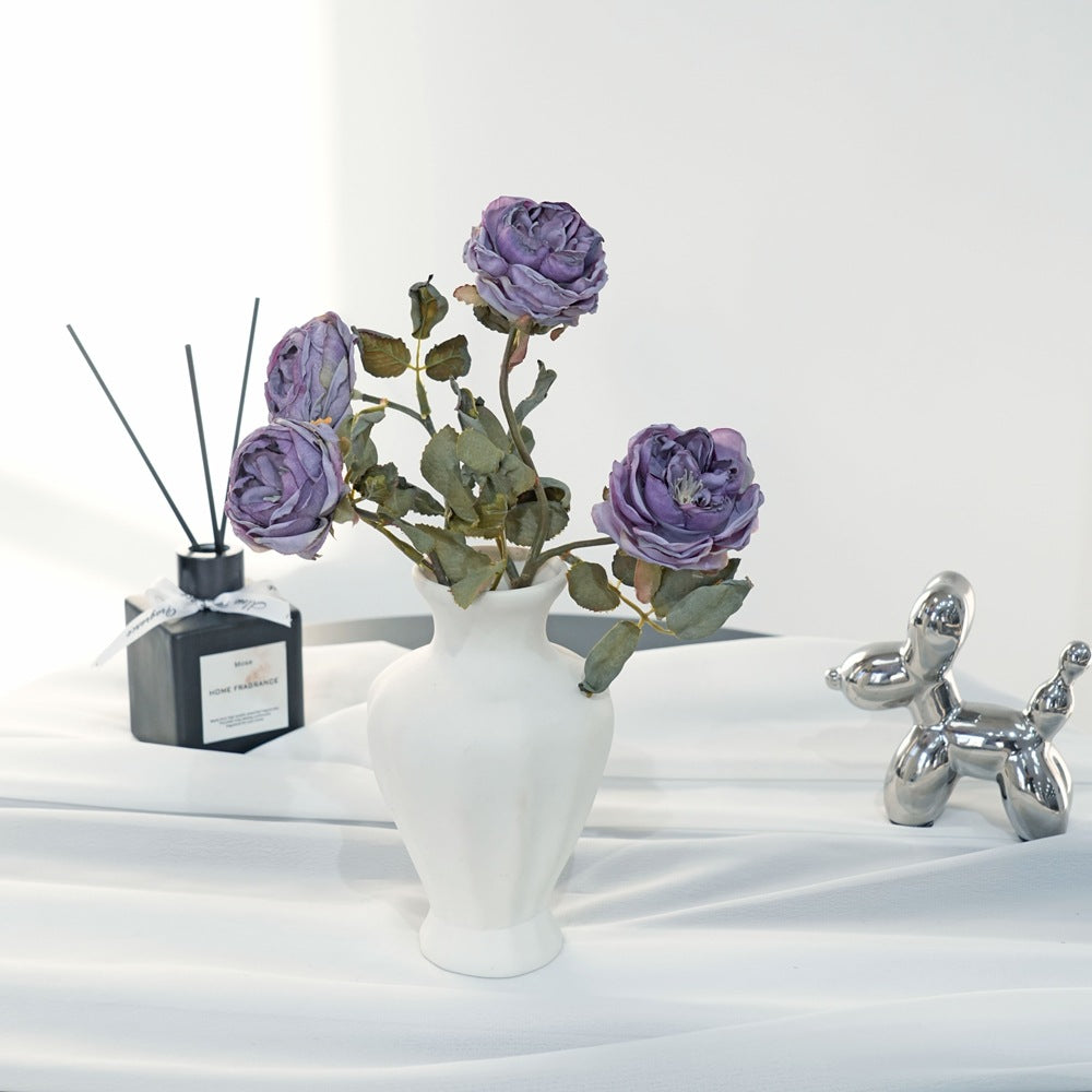 2er Set künstliche Rosen (Hagebuttenrose), 32 cm lang, 6 cm Blüten, realistisch für Hochzeit, Hotel, Wohnkultur, ganzjährige Dekoration