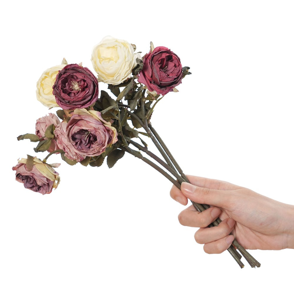 2er Set künstliche Rosen (Hagebuttenrose), 32 cm lang, 6 cm Blüten, realistisch für Hochzeit, Hotel, Wohnkultur, ganzjährige Dekoration