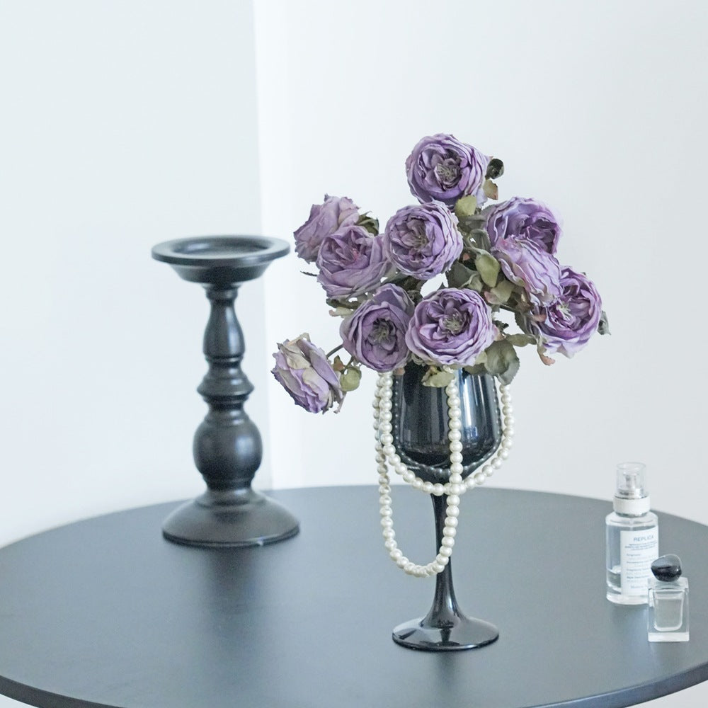 2er Set künstliche Rosen (Hagebuttenrose), 32 cm lang, 6 cm Blüten, realistisch für Hochzeit, Hotel, Wohnkultur, ganzjährige Dekoration