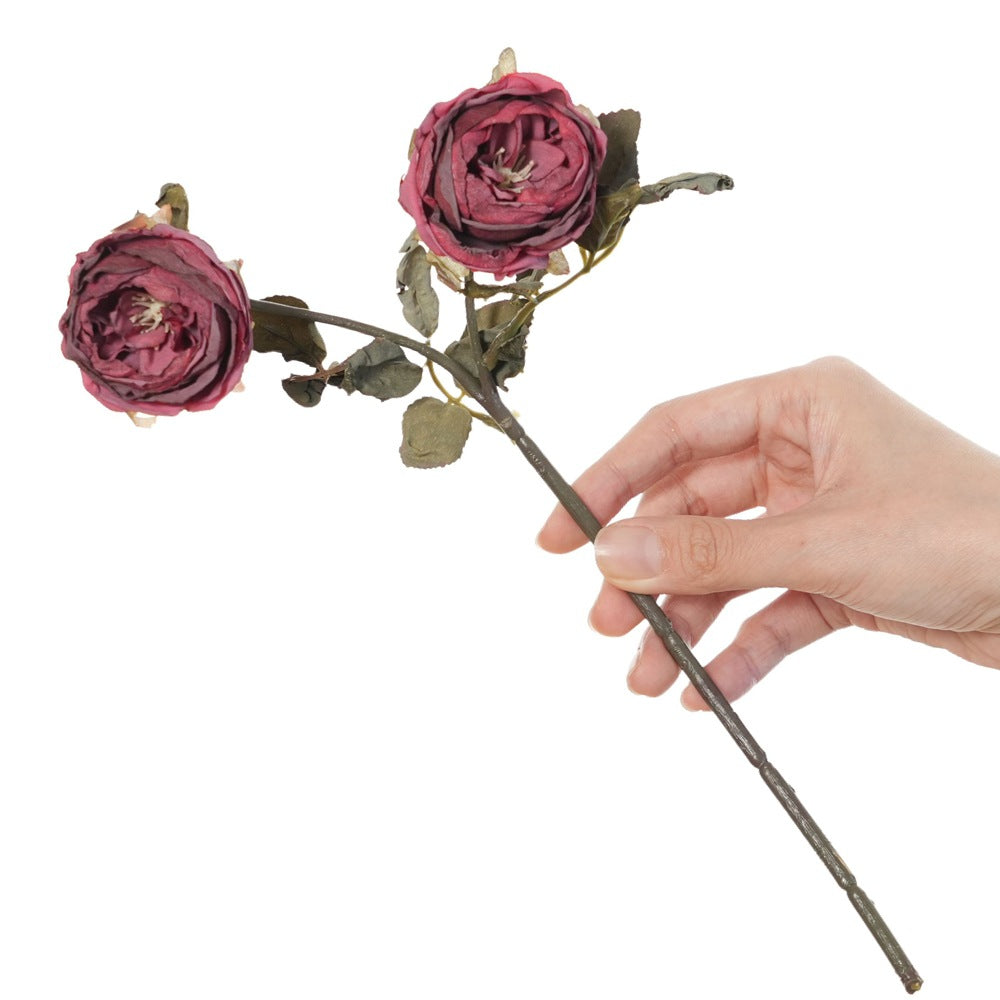 2er Set künstliche Rosen (Hagebuttenrose), 32 cm lang, 6 cm Blüten, realistisch für Hochzeit, Hotel, Wohnkultur, ganzjährige Dekoration