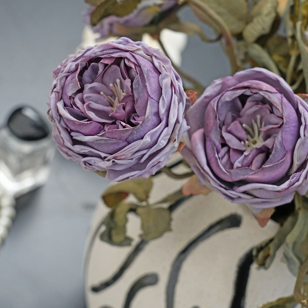 2er Set künstliche Rosen (Hagebuttenrose), 32 cm lang, 6 cm Blüten, realistisch für Hochzeit, Hotel, Wohnkultur, ganzjährige Dekoration