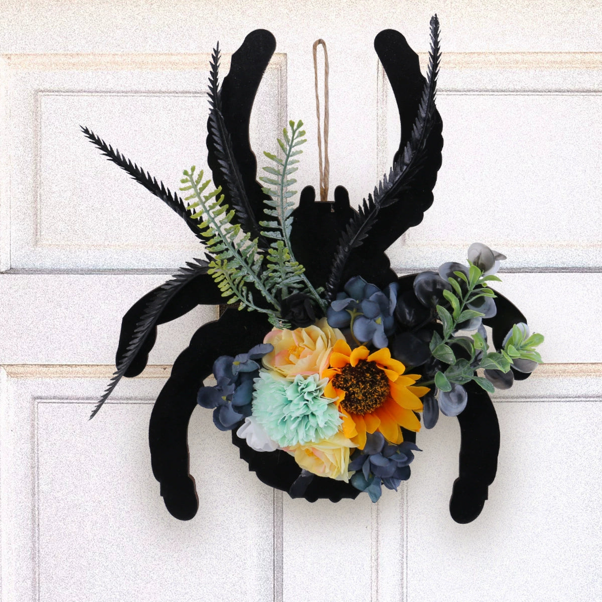 Künstlicher Spinnenpflanzen-Kranz für Halloween, 30 cm, Real-Touch, für Tür, Fenster, Schaufenster, Innen- und Außenbereich