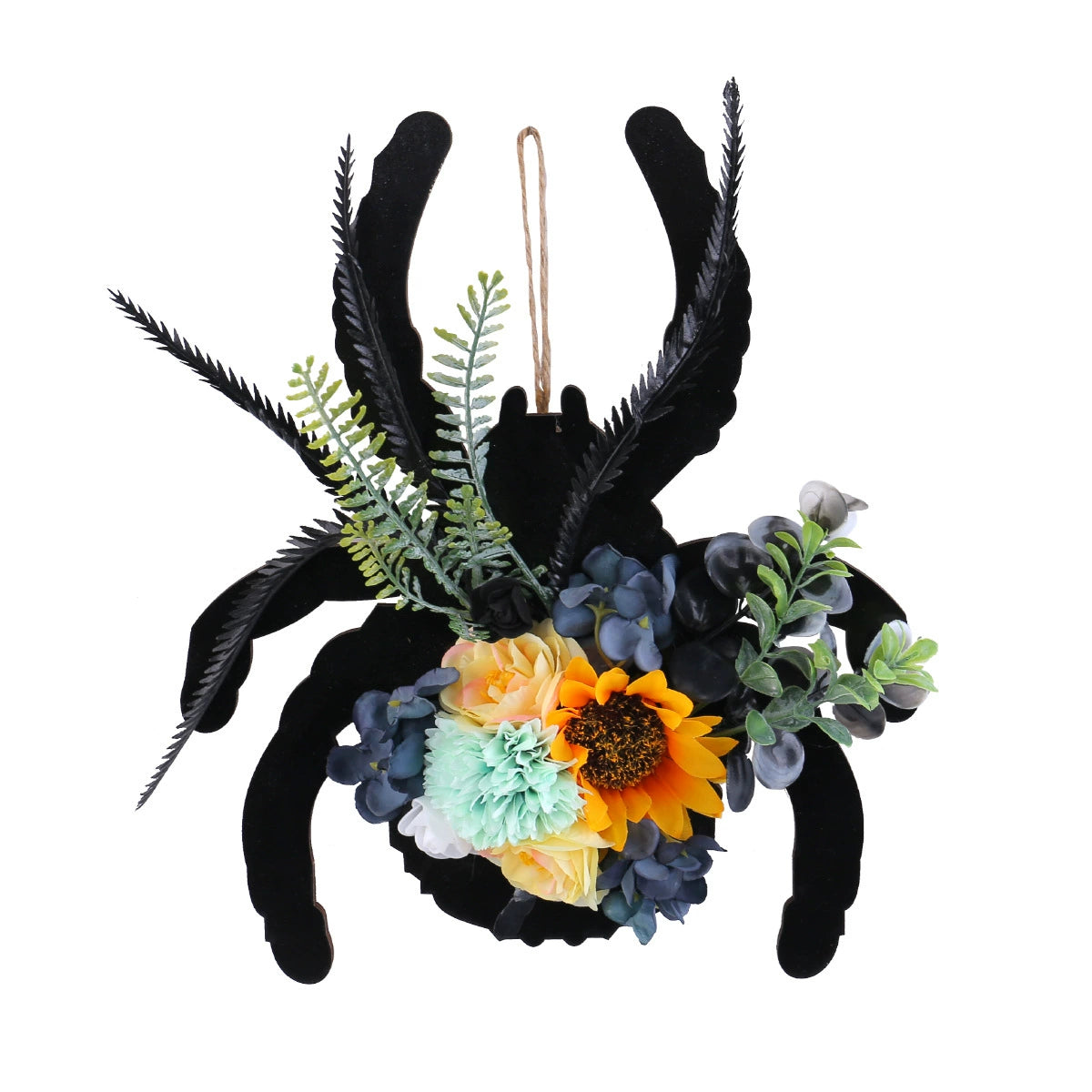 Künstlicher Spinnenpflanzen-Kranz für Halloween, 30 cm, Real-Touch, für Tür, Fenster, Schaufenster, Innen- und Außenbereich