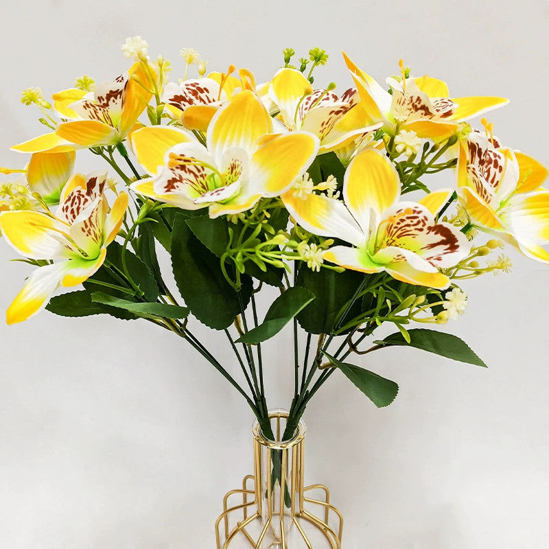 Künstliche Orchideen Seidenblumen, 36 cm hoch, realistisch für Hochzeit, Dekoration, Innen & Außen, 6 Farben