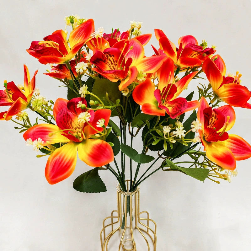 Künstliche Orchideen Seidenblumen, 36 cm hoch, realistisch für Hochzeit, Dekoration, Innen & Außen, 6 Farben