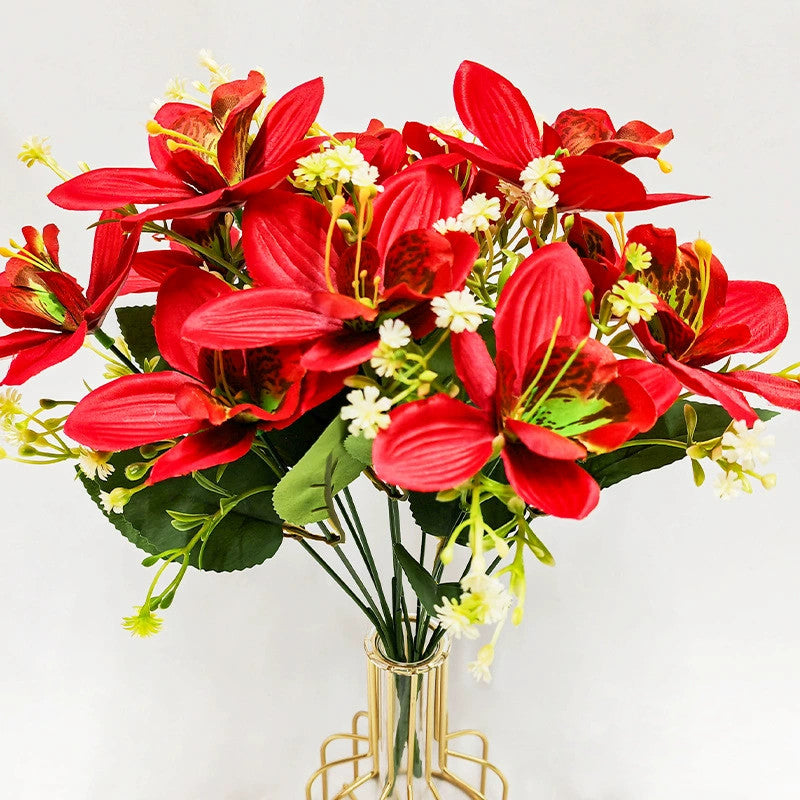 Künstliche Orchideen Seidenblumen, 36 cm hoch, realistisch für Hochzeit, Dekoration, Innen & Außen, 6 Farben