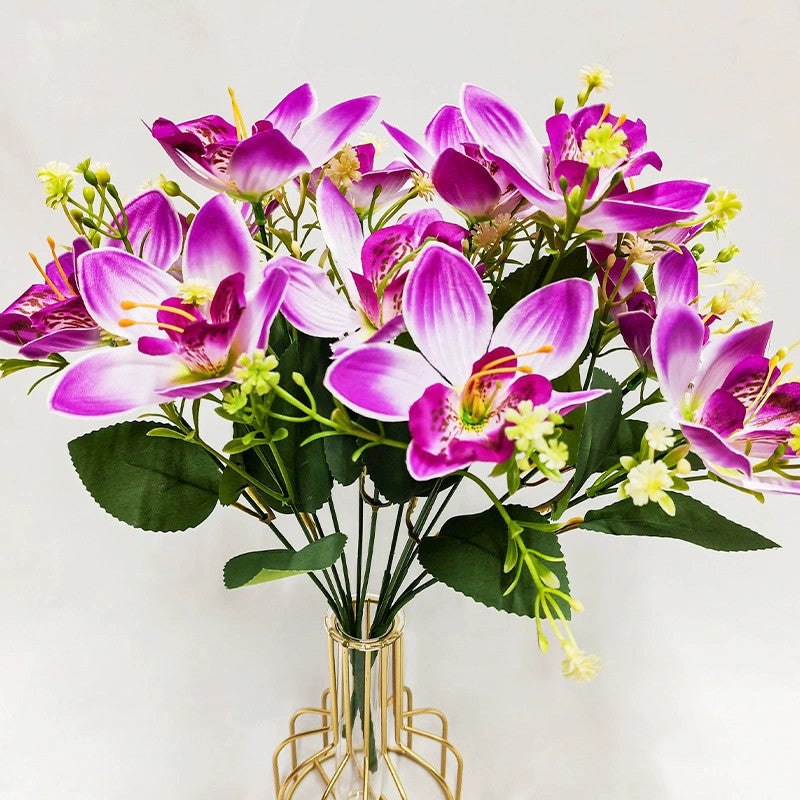 Künstliche Orchideen Seidenblumen, 36 cm hoch, realistisch für Hochzeit, Dekoration, Innen & Außen, 6 Farben