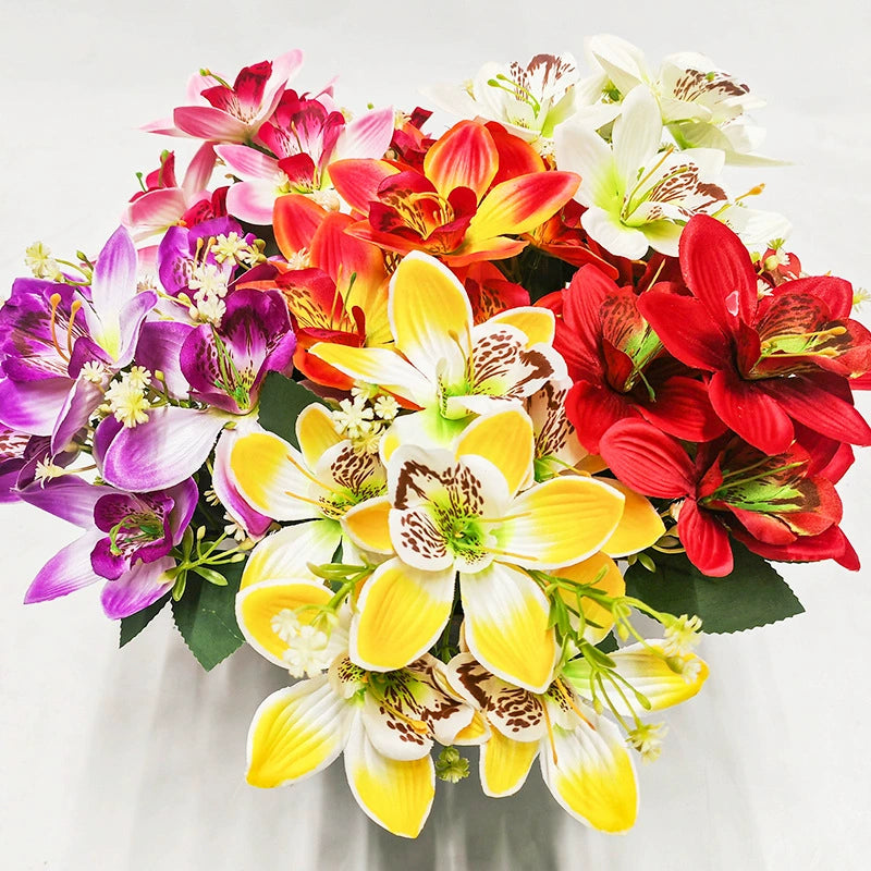 Künstliche Orchideen Seidenblumen, 36 cm hoch, realistisch für Hochzeit, Dekoration, Innen & Außen, 6 Farben