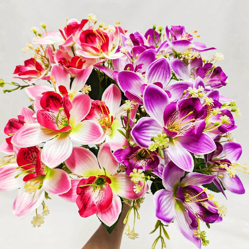 Künstliche Orchideen Seidenblumen, 36 cm hoch, realistisch für Hochzeit, Dekoration, Innen & Außen, 6 Farben