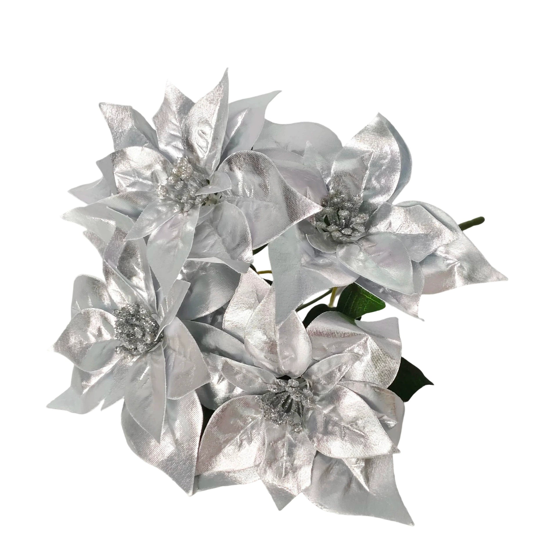 Künstliche Weihnachtsblumen, 44 cm, Seiden-Weihnachtsstern, Real-Touch, Festliche Dekoration für Haus, Hochzeit, Event, Gewerbe