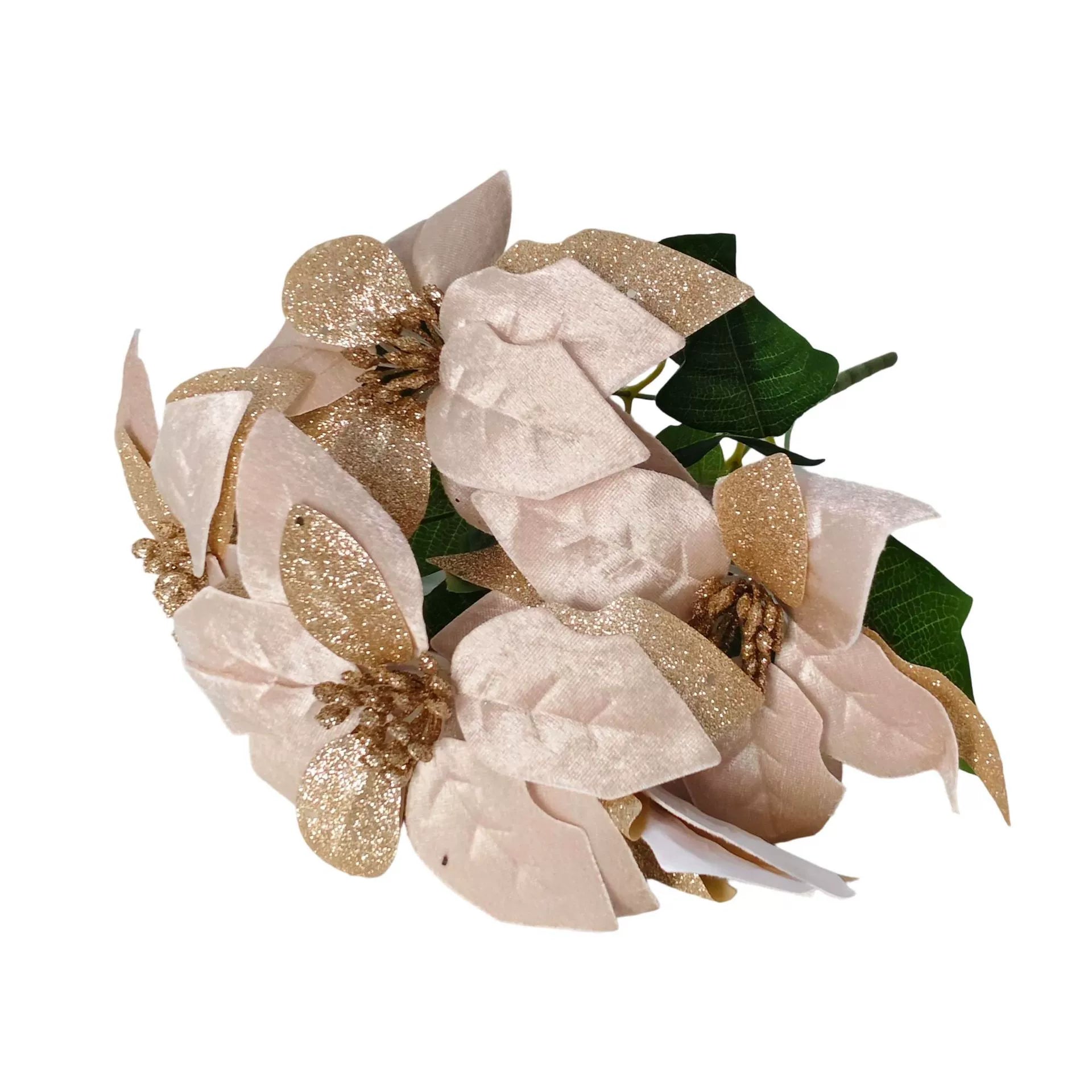 Künstliche Weihnachtsblumen, 44 cm, Seiden-Weihnachtsstern, Real-Touch, Festliche Dekoration für Haus, Hochzeit, Event, Gewerbe