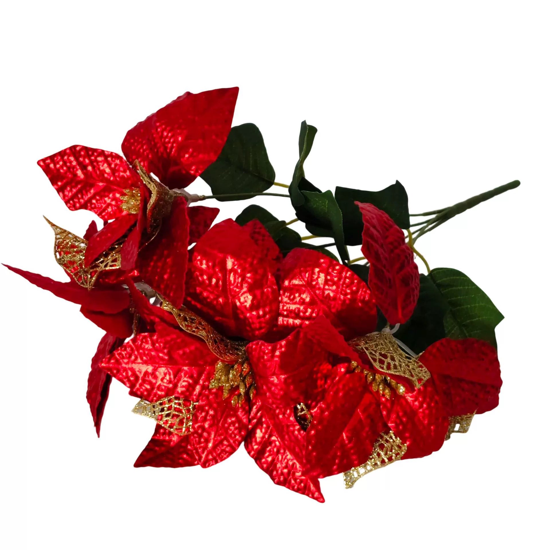 Künstliche Weihnachtsblumen, 44 cm, Seiden-Weihnachtsstern, Real-Touch, Festliche Dekoration für Haus, Hochzeit, Event, Gewerbe