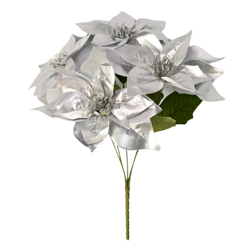 Künstliche Weihnachtsblumen, 44 cm, Seiden-Weihnachtsstern, Real-Touch, Festliche Dekoration für Haus, Hochzeit, Event, Gewerbe