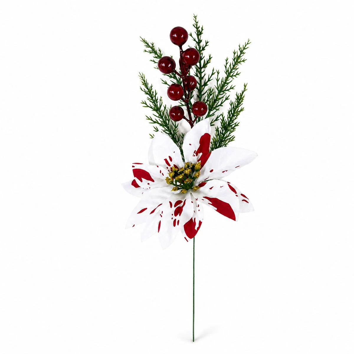 Künstliche Weihnachtssterne, 7-köpfige Poinsettia-Bukett, 32 cm, realistische Kunstblumen für Festdekoration, Schaufenster, Hochzeiten, Weihnachten