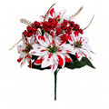 Künstliche Weihnachtssterne, 7-köpfige Poinsettia-Bukett, 32 cm, realistische Kunstblumen für Festdekoration, Schaufenster, Hochzeiten, Weihnachten