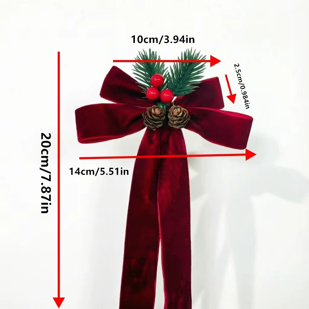 Weihnachtsbaum-Dekoration Samt-Schmetterlingsschleife mit Glocke, 18 cm, realistisch, für Haustür, Fenster, Festdekoration, 4 Stück