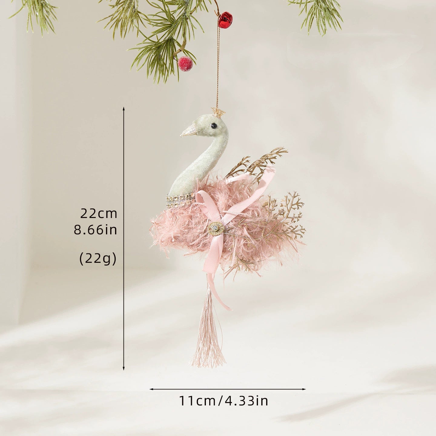 Weihnachtsdekoration aus Samt, realistische Hängeornamente, Swans & Kugeln, für Baum, Fenster, Hochzeit, Festdekoration