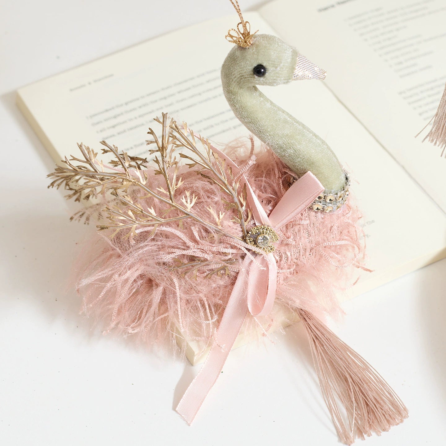 Weihnachtsdekoration aus Samt, realistische Hängeornamente, Swans & Kugeln, für Baum, Fenster, Hochzeit, Festdekoration
