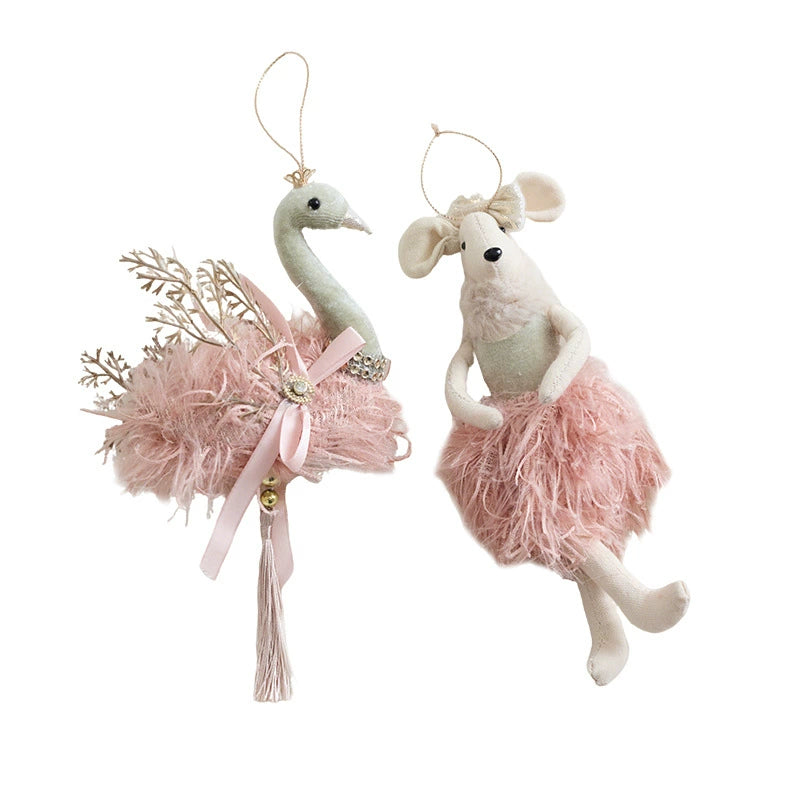 Weihnachtsdekoration aus Samt, realistische Hängeornamente, Swans & Kugeln, für Baum, Fenster, Hochzeit, Festdekoration