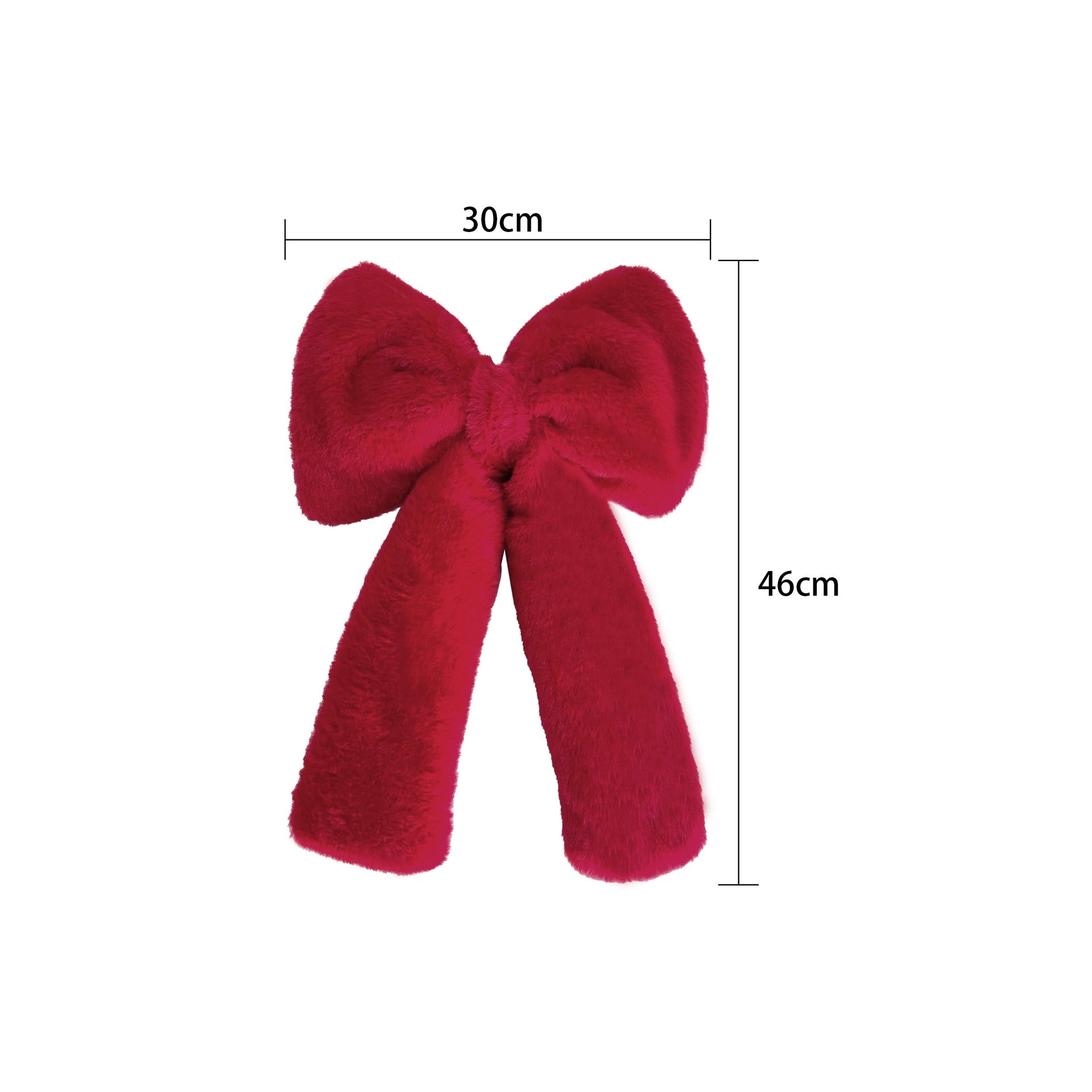 Weihnachts-Schleife aus Plüsch, 3 Größen (30-70 cm), Rot/Weiß, Dekoration für Hochzeiten, Events, Festdekoration, realistische Optik