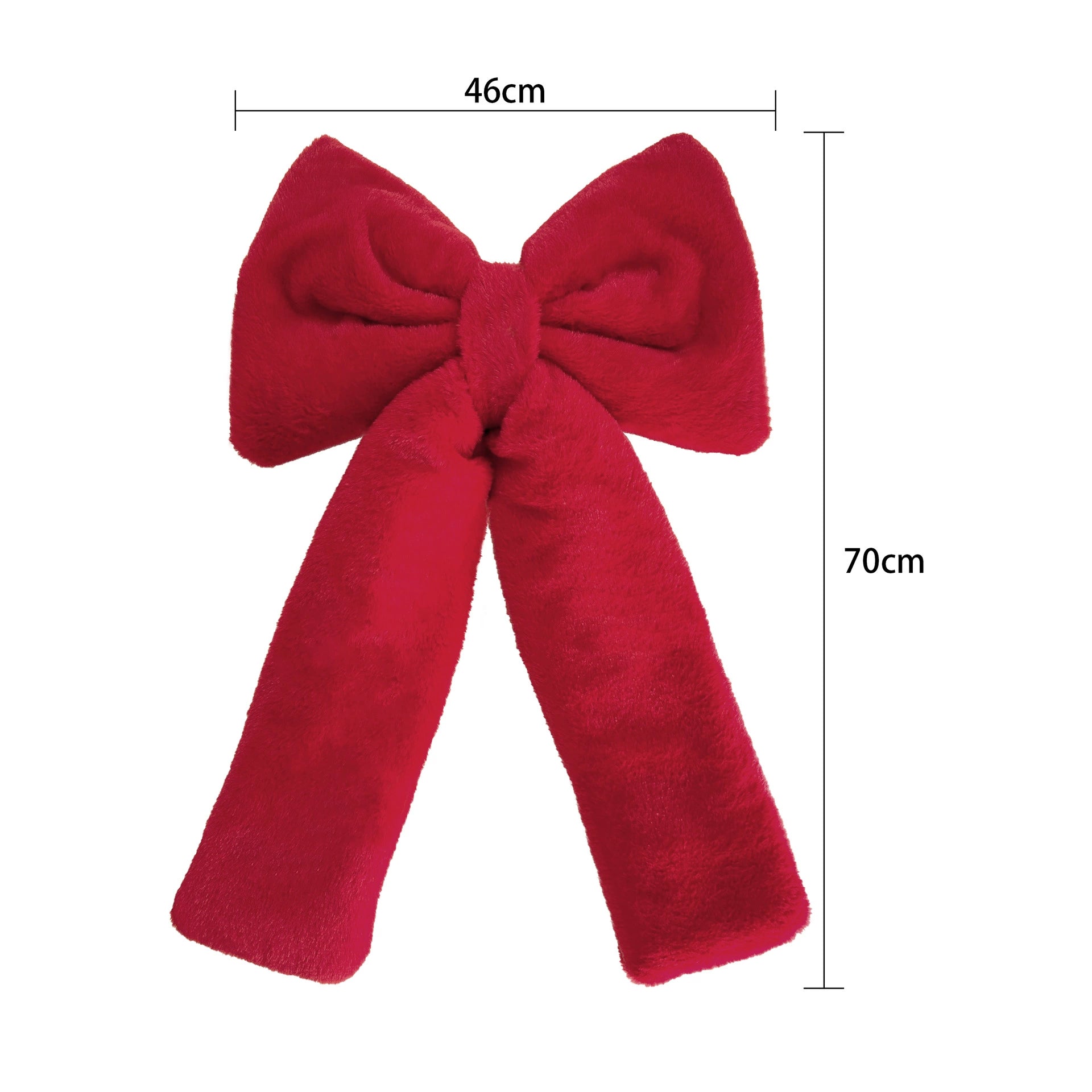 Weihnachts-Schleife aus Plüsch, 3 Größen (30-70 cm), Rot/Weiß, Dekoration für Hochzeiten, Events, Festdekoration, realistische Optik