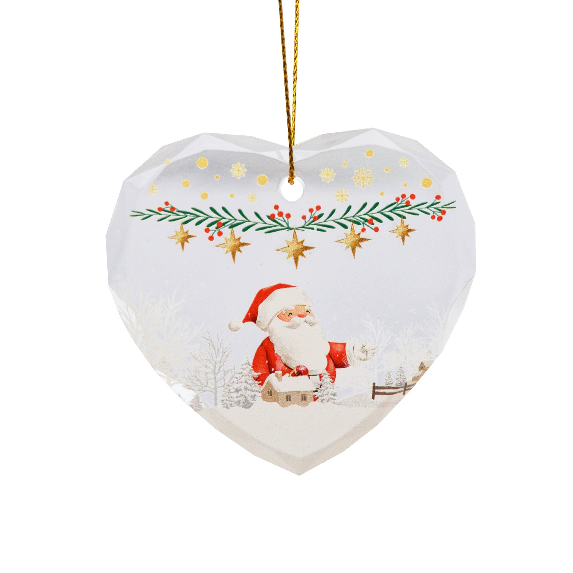 Weihnachtsbaum-Dekoration Herzform, 7x7,4 cm, durchsichtiger Kristall-Look, für Fenster, Schaufenster, Hochzeit, Festdekoration