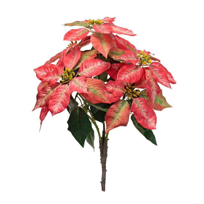Künstliche Weihnachtsblumen 50 cm, Real-Touch Kunststoff, 7 Blütenköpfe, 22 cm Durchmesser, für Außenbereich, Festdekoration, Hochzeit, Event, Ladenausstattung