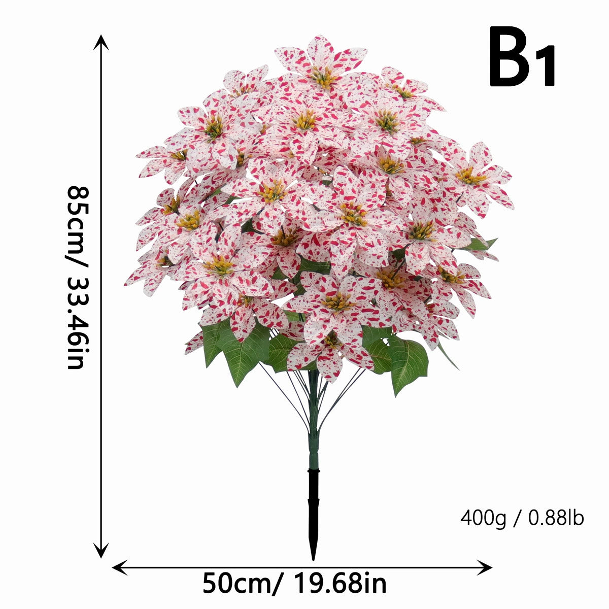 Künstliche Weihnachtsstern-Pflanze, 90 cm hoch, 48 Blüten, Real-Touch Kunststoff, für Festdekoration, Hochzeit, Event, Büro, Zuhause