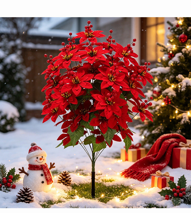 Künstliche Weihnachtsstern-Pflanze, 90 cm hoch, 48 Blüten, Real-Touch Kunststoff, für Festdekoration, Hochzeit, Event, Büro, Zuhause