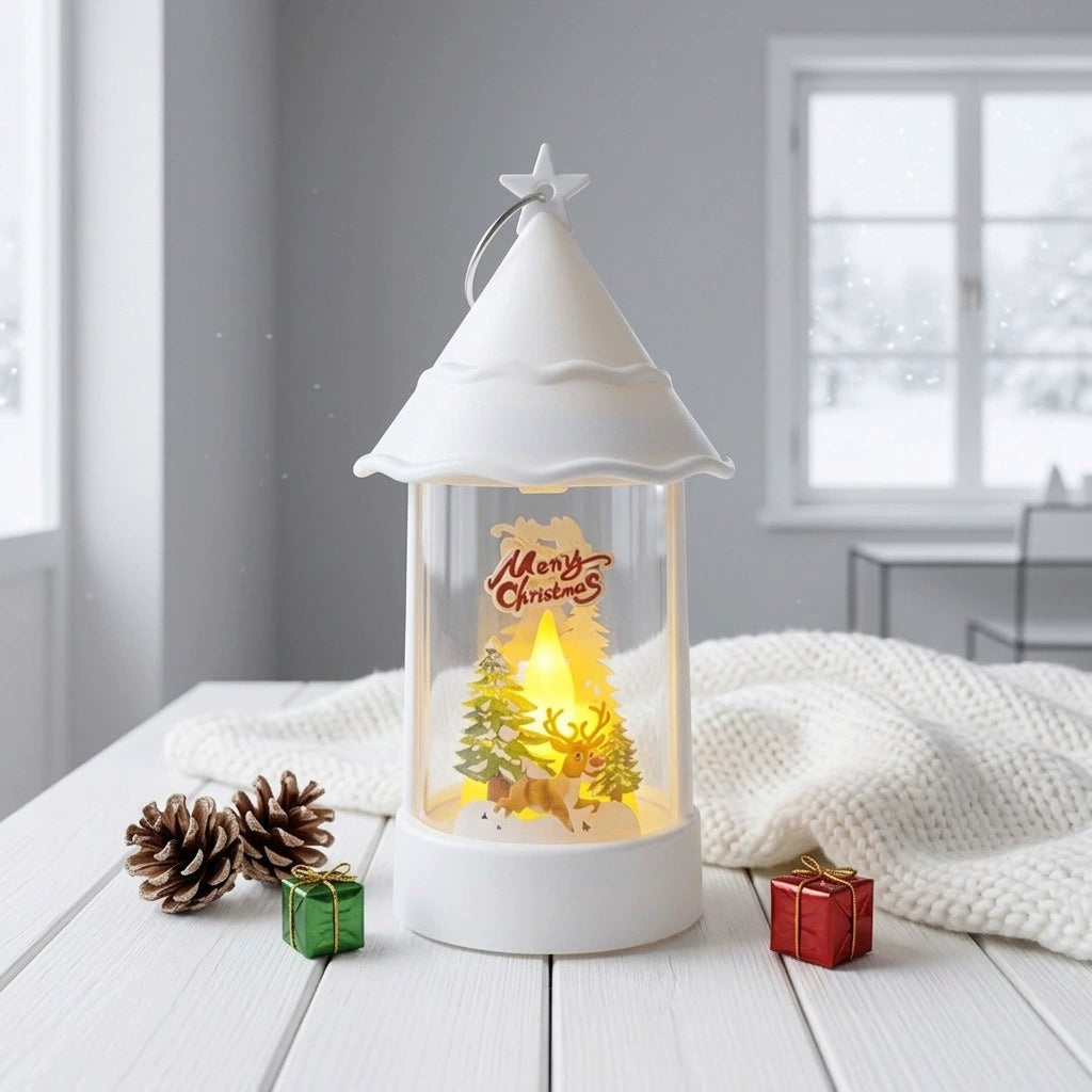 Weihnachtsdekoration Elektronische Kerze mit Weihnachtsbaum-Motiv, 15 cm hoch, LED-Windlicht für Tischdekoration, Party- und Festbeleuchtung, 6 Designs zur Auswahl