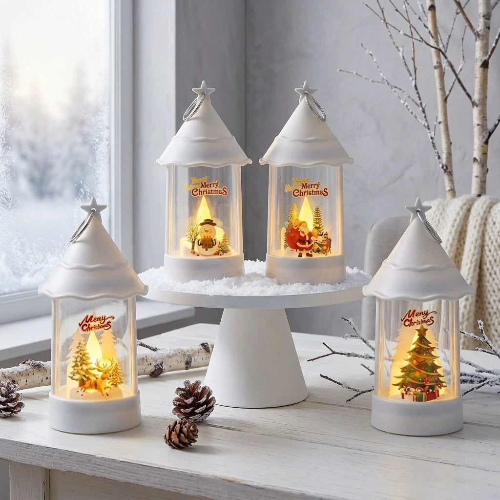 Weihnachtsdekoration Elektronische Kerze mit Weihnachtsbaum-Motiv, 15 cm hoch, LED-Windlicht für Tischdekoration, Party- und Festbeleuchtung, 6 Designs zur Auswahl