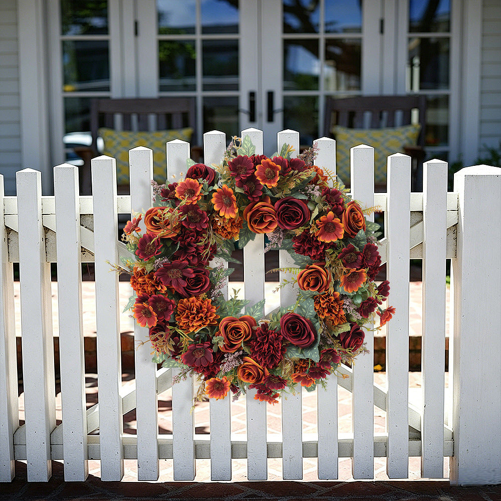 Herbst-Pfingstrosen-Kranz 45 cm, künstliche Blumen für Hochzeit, Dekoration, Grabschmuck, langlebig