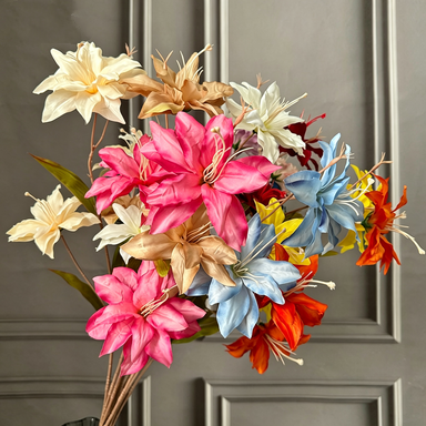 Künstliche Lilien, 3 Blüten, 85 cm, Real-Touch, für Hochzeiten, Dekoration, Hotel, Beerdigung, langlebig, pflegeleicht