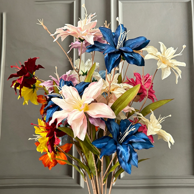 Künstliche Lilien, 3 Blüten, 85 cm, Real-Touch, für Hochzeiten, Dekoration, Hotel, Beerdigung, langlebig, pflegeleicht