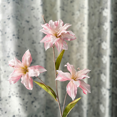 Künstliche Lilien, 3 Blüten, 85 cm, Real-Touch, für Hochzeiten, Dekoration, Hotel, Beerdigung, langlebig, pflegeleicht