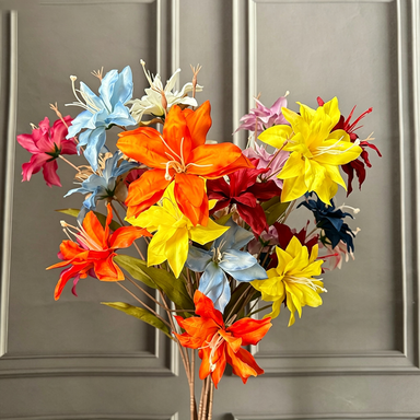 Künstliche Lilien, 3 Blüten, 85 cm, Real-Touch, für Hochzeiten, Dekoration, Hotel, Beerdigung, langlebig, pflegeleicht